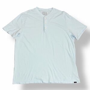 Faherty Men's T Shirt Light Blue Size XXL Sunwashed Organic Cotton Henley